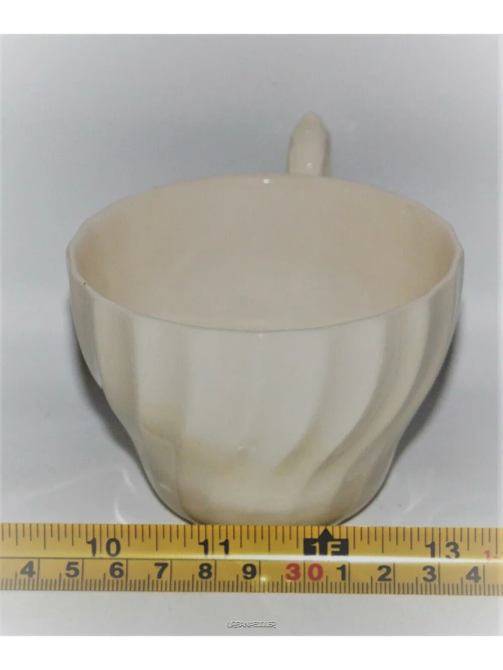 MYOTT Set/2 Olde Chelsea White Flat Cup*Swirl Rim Scalloped Edge*VTG England